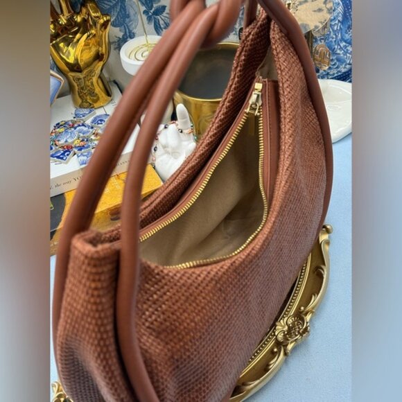🆕 CULT GAIA 🧿 NWOT Zena Raffia Circular Knotted Shoulder Bag, Woven Brown - Picture 11 of 16